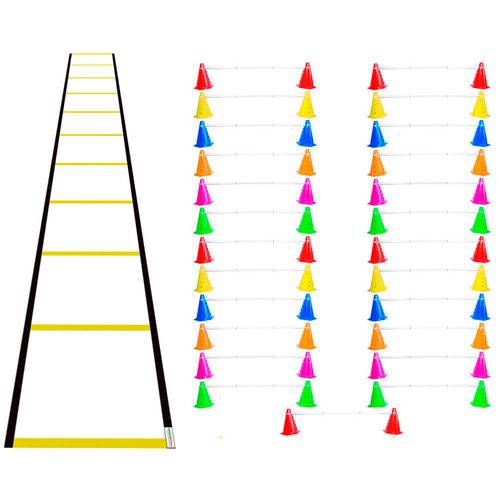 Kit Agilidade Funcional 50 Cones com Barreira e Escada Nylon