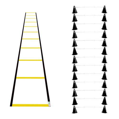 Kit Agilidade Funcional 26 Cones Barreira + Escada Nylon