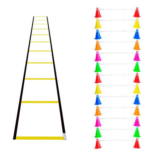Kit Agilidade Funcional 26 Cones com Barreira e Escada Nylon