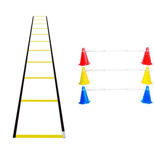 Kit Agilidade Funcional 6 Cones com Barreira e Escada Nylon