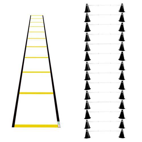 Kit Agilidade Funcional 28 Cones Barreira + Escada Nylon