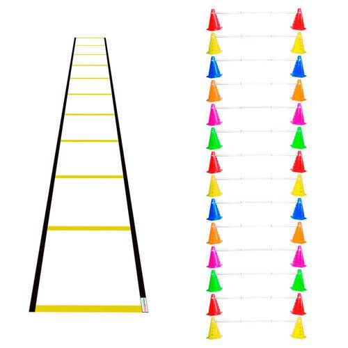 Kit Agilidade Funcional 28 Cones com Barreira e Escada Nylon