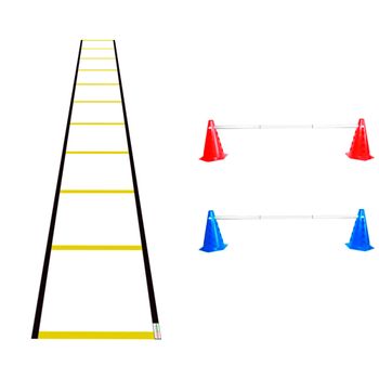 Kit Agilidade Treinamento Funcional Cones com Barreira + Escada Kit Agilidade Treinamento Funcional 4 Cones com Barreira + Escada Nylon