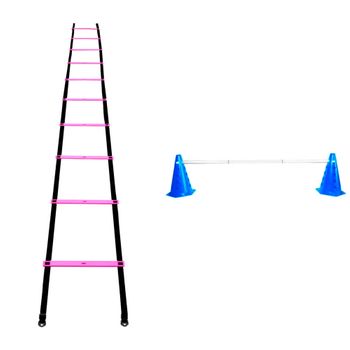 Kit Agilidade Treinamento Funcional Cones com Barreira + Escada Kit Agilidade Treinamento Funcional 2 Cones com Barreira + Escada Plastico Rosa