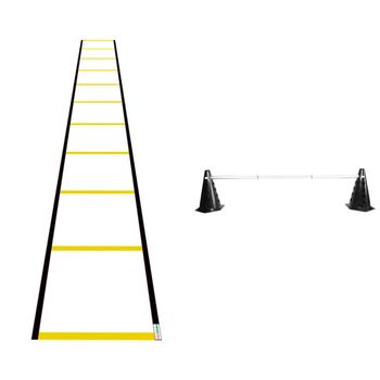 Kit Agilidade Treinamento Funcional Cones com Barreira + Escada Kit Agilidade Treinamento Funcional 2 Cones Preto com Barreira + Escada Nylon