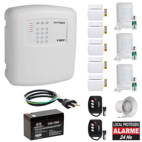Kit Alarme Residencial ECP com Discadora e 8 Sensores Sem Fio Alard Max 4