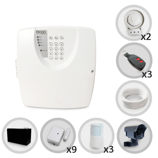 Kit Alarme Residencial ou Comercial Sem Fio Bopo C/ 12 Sensores