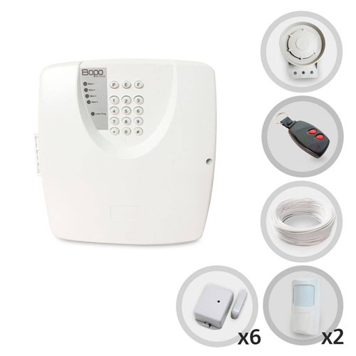 Kit Alarme Residencial ou Comercial Sem Fio Bopo com 8 Sensores e Discadora
