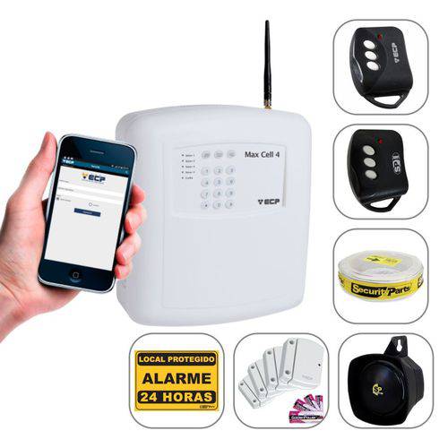 Kit Alarme Residencial Sem Fio Alard Max Cell ECP Discadora Gsm Celular