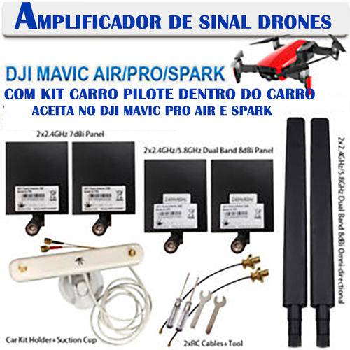 Kit Amplificador de Sinal para Drone com Kit Controle Carro para Dji Mavic Air/pro/spark 6 Antenas