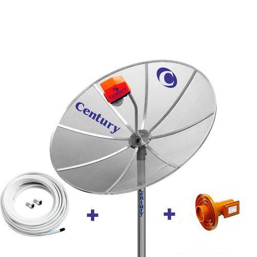 Kit Antena Tv Parabolica Century com Antena 1,7m, Lnbf Multiponto Super Digital, Cabo, Conectores
