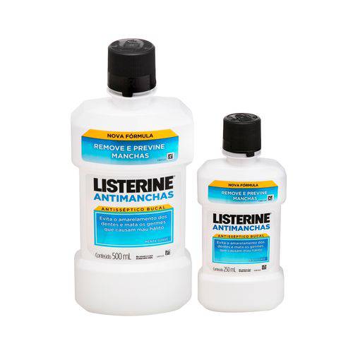 Kit Antisséptico Bucal Listerine Whitening Antimanchas 1 de 500ml + 1 de 250ml