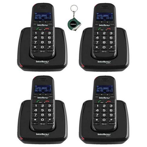 Kit Telefone Sem Fio com 3 Ramal Bina ID Chamadas Intelbras