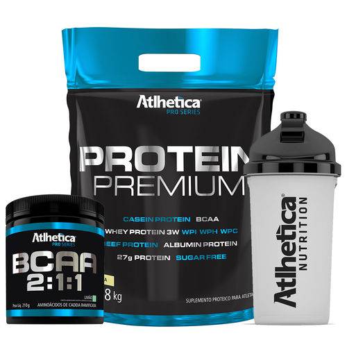 Kit Atlhetica Whey Protein Premium (1,8kg) + BCAA 2:1:1 em Pó + Shakeira