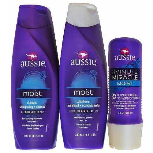 Kit Aussie Moist Shampoo + Condicionador + Mascara 3 Minutes