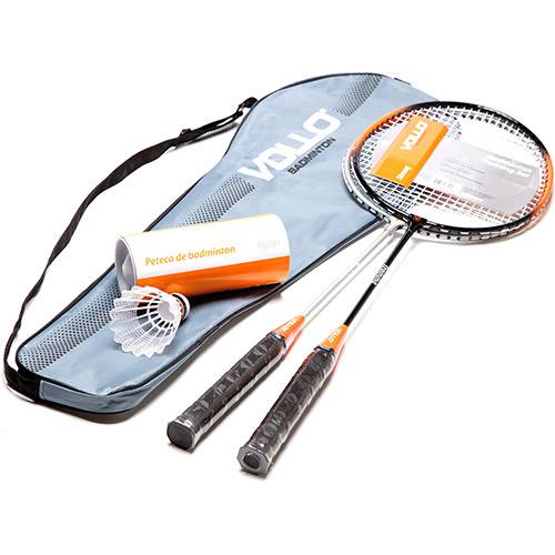 Kit Badminton com 2 Raquetes e 3 Petecas de Nylon Xd016 - Vollo