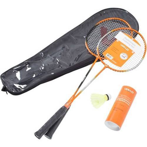 Kit Badminton Vollo 2 Raquetes e 3 Petecas de Nylon