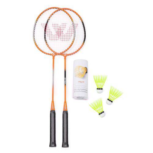 Kit Badminton Vollo - 2 Raquetes + 3 Petecas