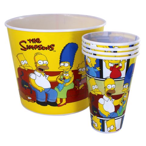 Kit Balde de Pipoca Família The Simpsons