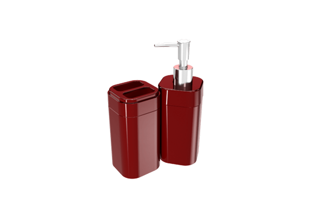 Kit Banho Splash - VBO 6,5 X 6,5 X 19,2 Cm / 6,5 X 6,5 X 12,7 Cm Vermelho Bold Coza