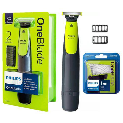 Kit Barbeador Aparador Elétrico Philips One Blade Qp2510 + Refil