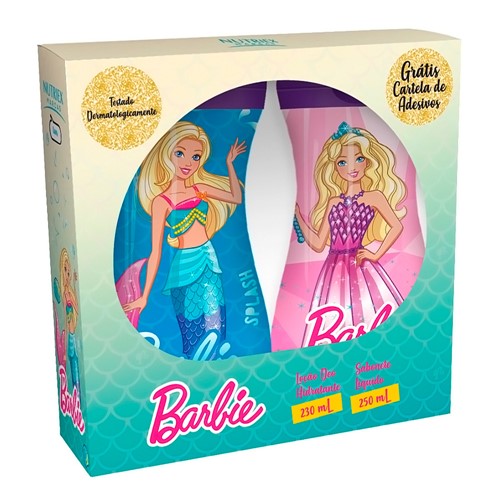 Kit Barbie Loção Deo Hidratante 230ml + Sabonete Líquido 250ml + Grátis Cartela de Adesivos