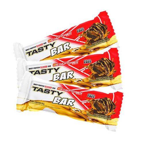 Kit 3 Barras de Proteína Tasty Bar 51g Chocolate com Pasta de Amendoim Adaptogen