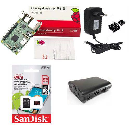 Kit Básico Raspberry Pi 3 - 128gb Case Black