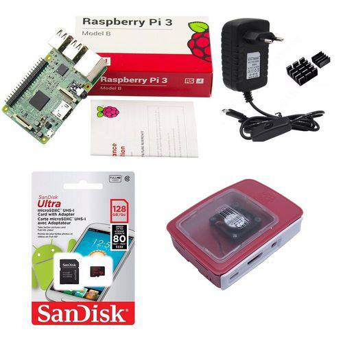 Kit Básico Raspberry Pi 3 - 128gb Case Official Cooler