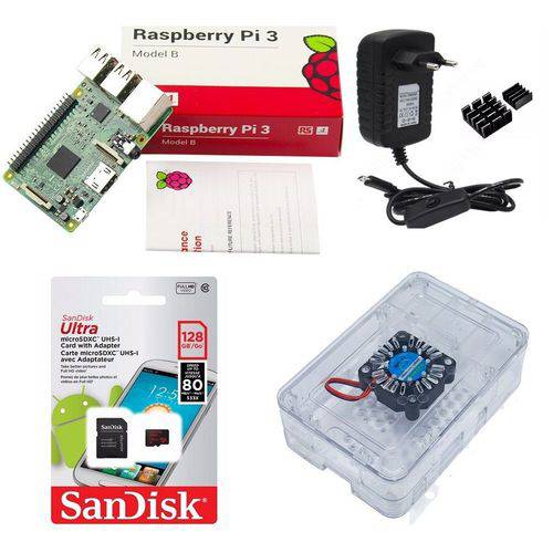 Kit Básico Raspberry Pi 3 - 128gb Case Premium Cooler