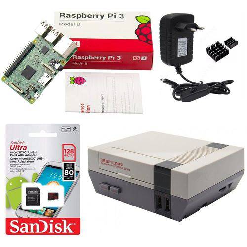 Kit Básico Raspberry Pi 3 - 128gb Case Retroflag Nespi
