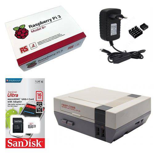 Kit Básico Raspberry Pi 3 B+ Plus - 16gb Case Retroflag Nespi
