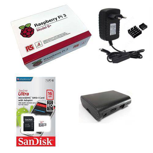 Kit Básico Raspberry Pi 3 B+ Plus - 16gb Case Black