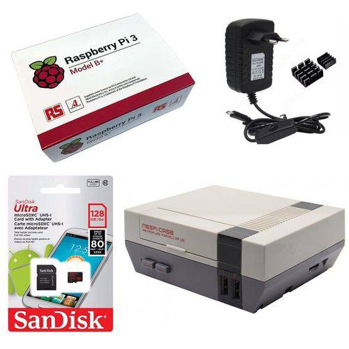 Kit Básico Raspberry Pi 3 B+ Plus - 128gb Case Retroflag Nespi