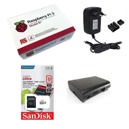 Kit Básico Raspberry Pi 3 B+ Plus - 32gb Case Black