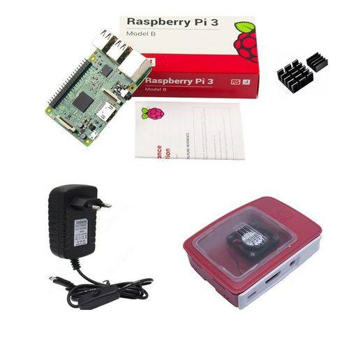 Kit Básico Raspberry Pi 3 - Case Official com Cooler