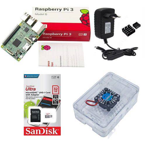 Kit Básico Raspberry Pi 3 - 32gb Case Premium Cooler