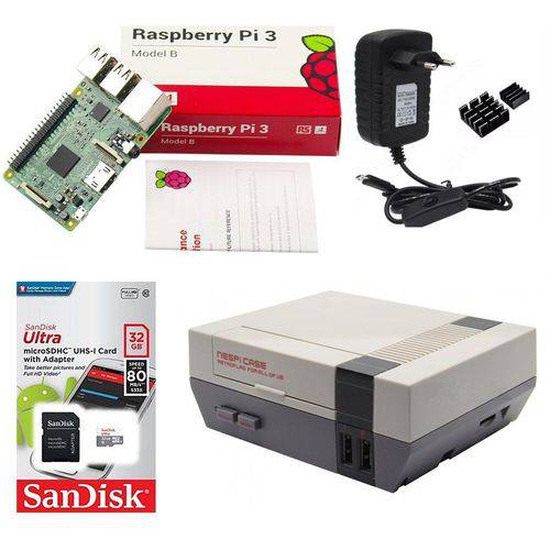 Kit Básico Raspberry Pi 3 - 32gb Case Retroflag Nespi