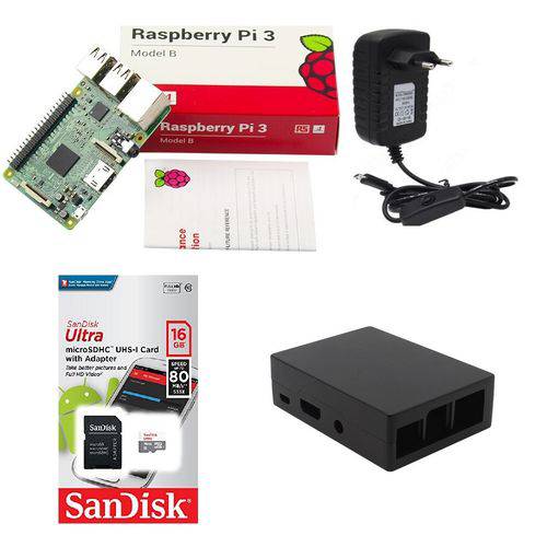Kit Básico Raspberry Pi 3 Pi3 - 16gb Case Alumínio