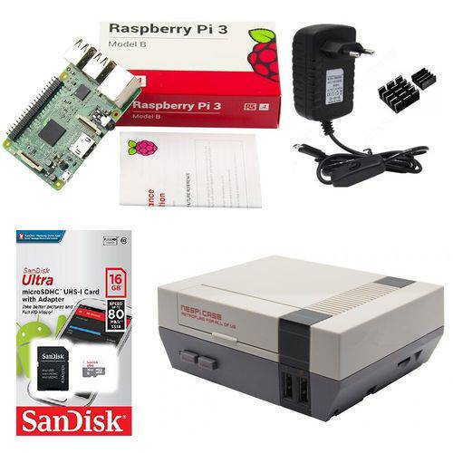 Kit Básico Raspberry Pi 3 Pi3 - 16gb Case Retroflag Nespi