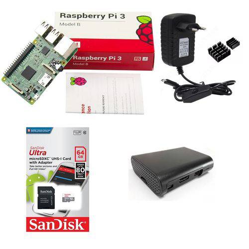Kit Básico Raspberry Pi 3 Pi3 - 64gb Case Black