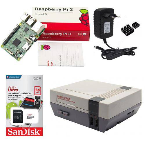 Kit Básico Raspberry Pi 3 Pi3 - 64gb Case Retroflag Nespi