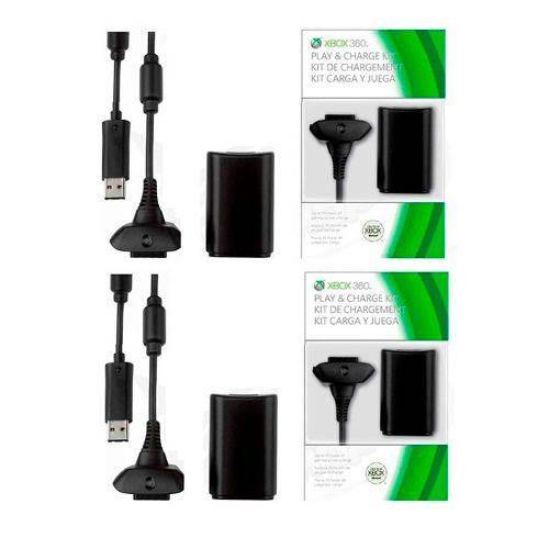 Kit 2 Baterias Carregador Controle Xbox 360 Slim1 2.000mah