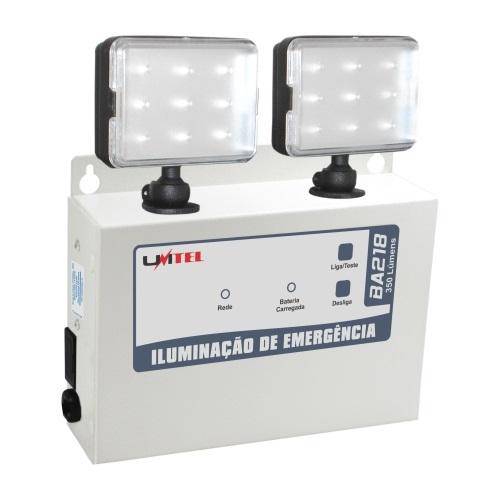 Kit Bloco de Iluminação Luminaria de Emergencia Led com 2 Farois Refletores 350 Lumens Bivolt