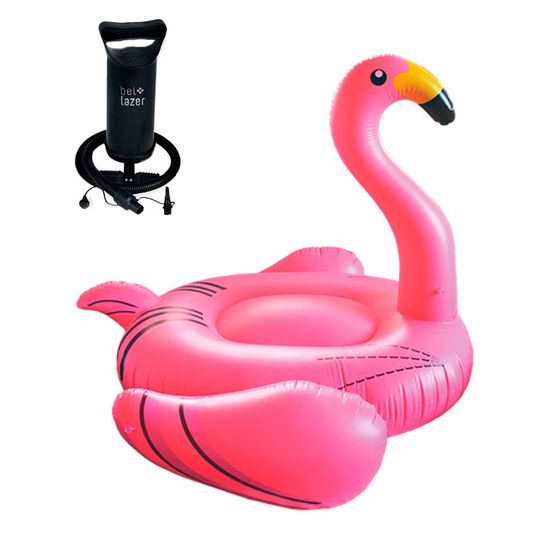 Kit Boia Inflável Gigante Flamingo- 154700 + Bomba Manual – 120200- Belfix