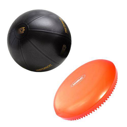 Kit Bola de Exercícios Fit Ball Training 55cm Pretorian + Disco de Equilíbrio 33cm Balance Disc