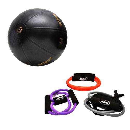 Kit Bola de Exercícios Fit Ball Training 55cm Pretorian + 3 Elásticos Extensores Training Set Ls3211