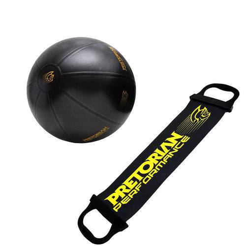Kit Bola de Exercícios Fit Ball Training 55cm Pretorian + Faixa Elástica Tensão Forte Pretorian