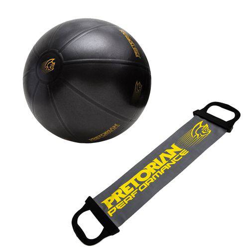 Kit Bola de Exercícios Fit Ball Training 55cm Pretorian + Faixa Elástica Tensão Média Pretorian