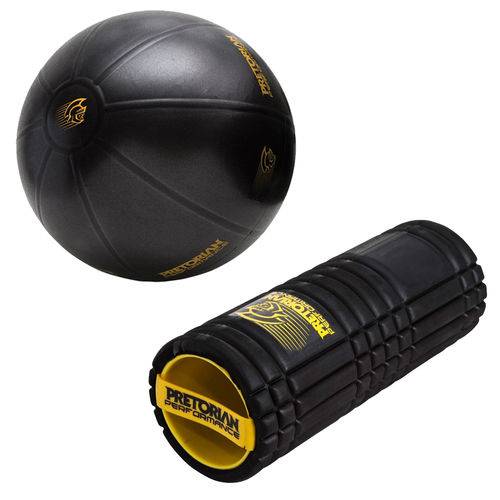 Kit Bola de Exercícios Fit Ball Training 55cm Pretorian + Rolo de Massagem Pretorian Rm-pp